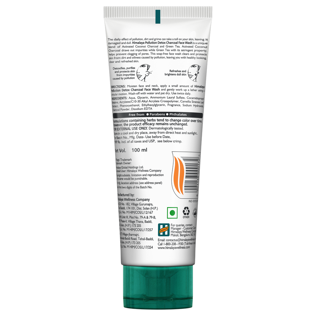 Himalaya Pollution Detox Charcoal Face Wash 100ml Ingredients