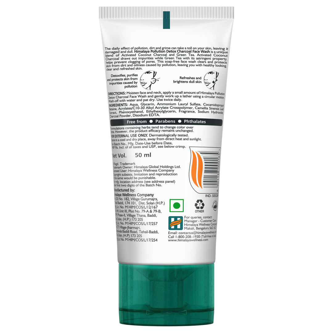 Himalaya Pollution Detox Charcoal Face Wash 50ml Ingredients