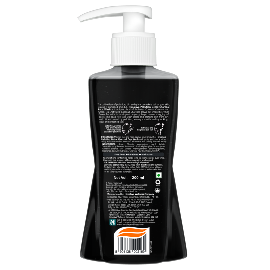 Himalaya Pollution Detox Charcoal Face Wash 200ml Ingredients