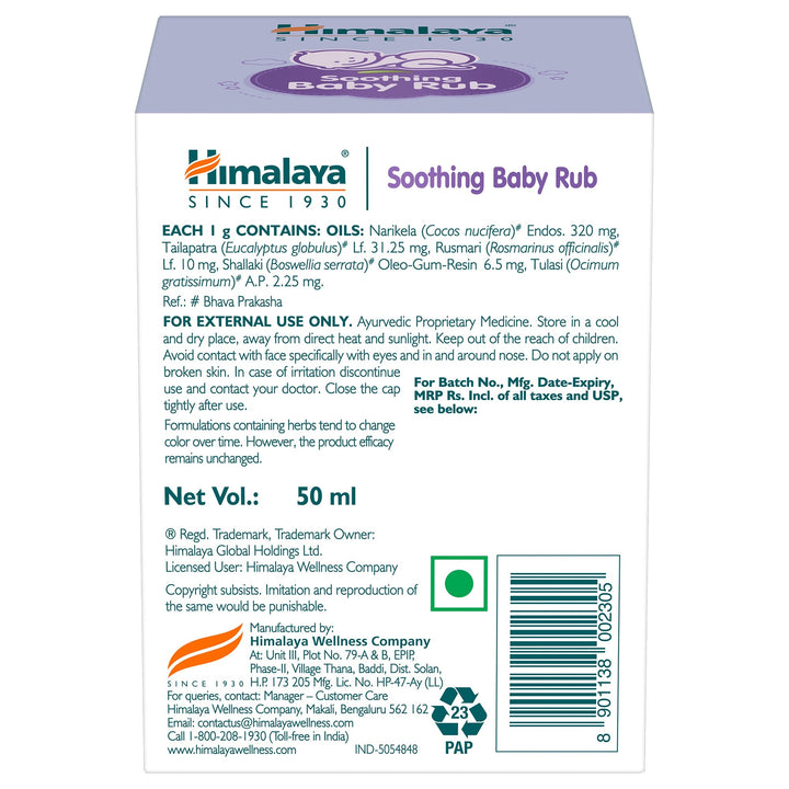 Himalaya Soothing Baby Rub 50ml Box Back