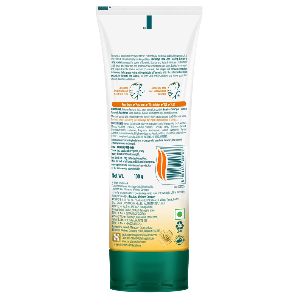 Himalaya Dark Spot Clearing Turmeric Face Scrub 100g Ingredients