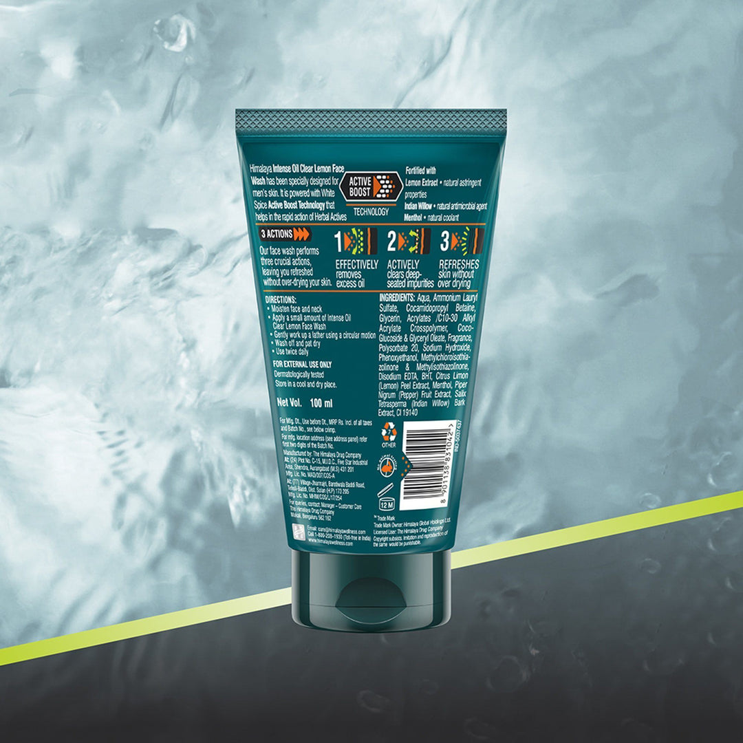 Himalaya MEN Intense Oil Clear Lemon Face Wash Ingredients