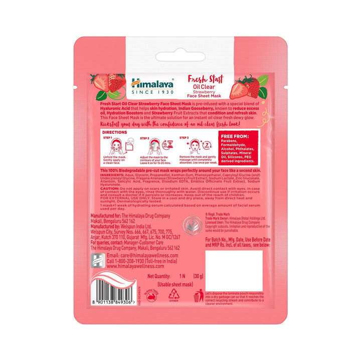 Himalaya Fresh Start Oil Clear Strawberry Face Sheet Mask Ingredients