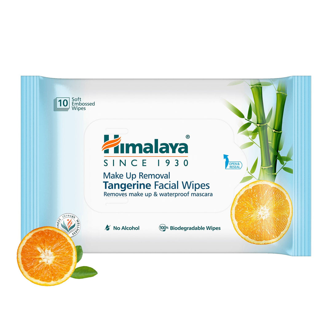 Himalaya Makeup Removal Tangerine Facial Wipes - Removes Makeup and Waterproof Mascara