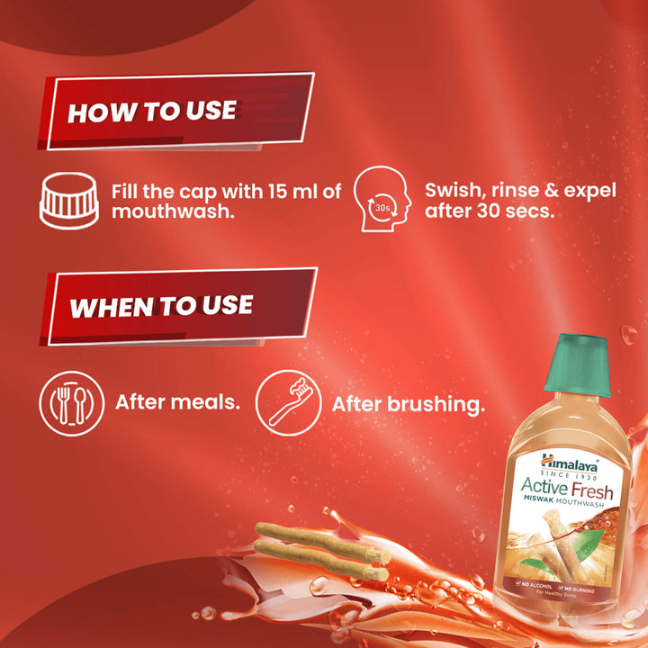 How to use Himalaya Active Fresh Miswak Mouthwash