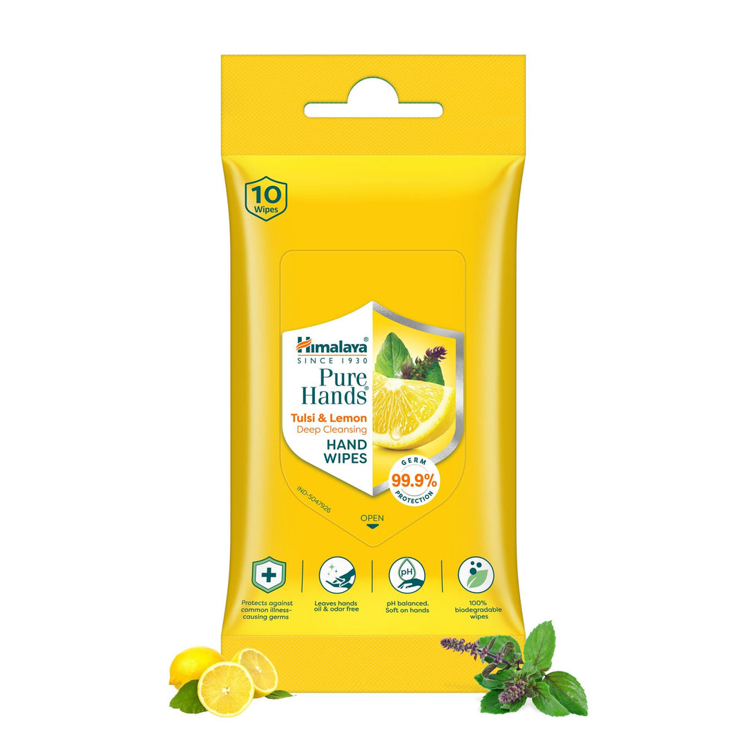 Himalaya Pure Hands Tulsi & Lemon Deep Cleansing Hand Wipes 10s