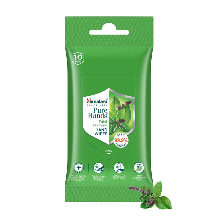 Himalaya Pure Hands Tulsi Purifying Hand Wipes - Sanitizing Wipes 10s